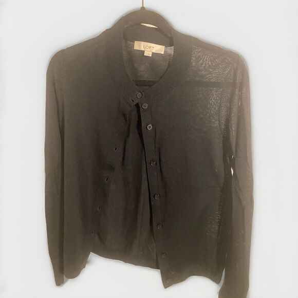 LOFT Sweaters - Loft Women Size Small Black long sleeves‎ lightweight cardigan Button Up